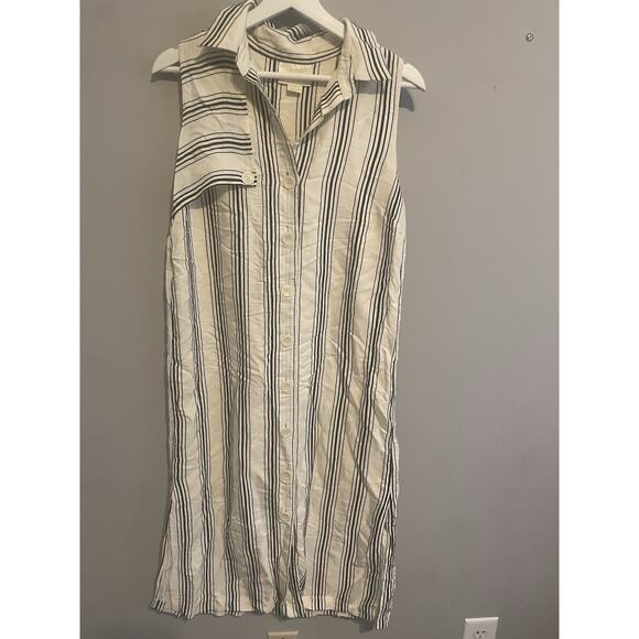 Maeve By Anthropologie Womens Size 8 Sleeveless Dress Button Collared Striped - Picture 1 of 5